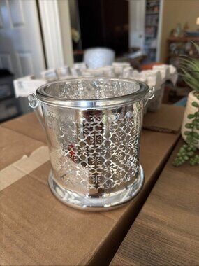 Home Essentials Silver Mercury Glass Lantern With Metal Handle